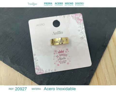 ANILLO PARA ABUELA ACERO COLOR DORADO
