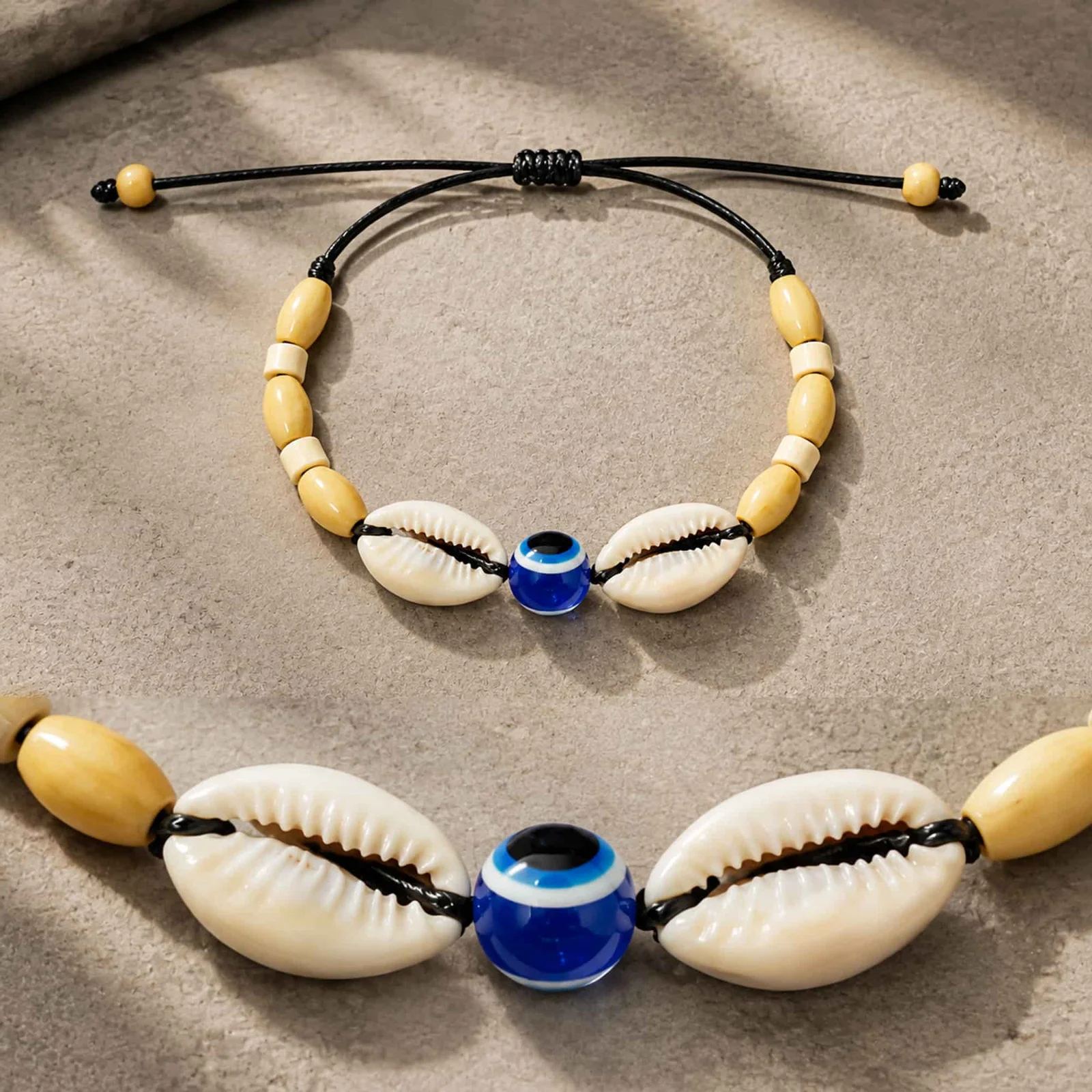 PULSERA HILO ENCERADO DE CONCHA