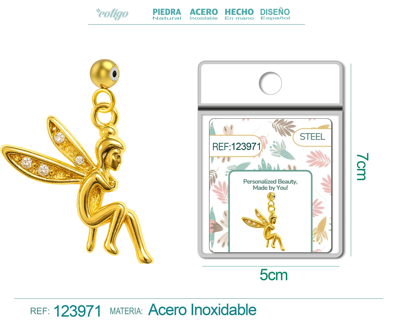 CHARM DE COBRE CHAPADO ORO 14K CON CIRCONITA-CON BOLA DE GOMA