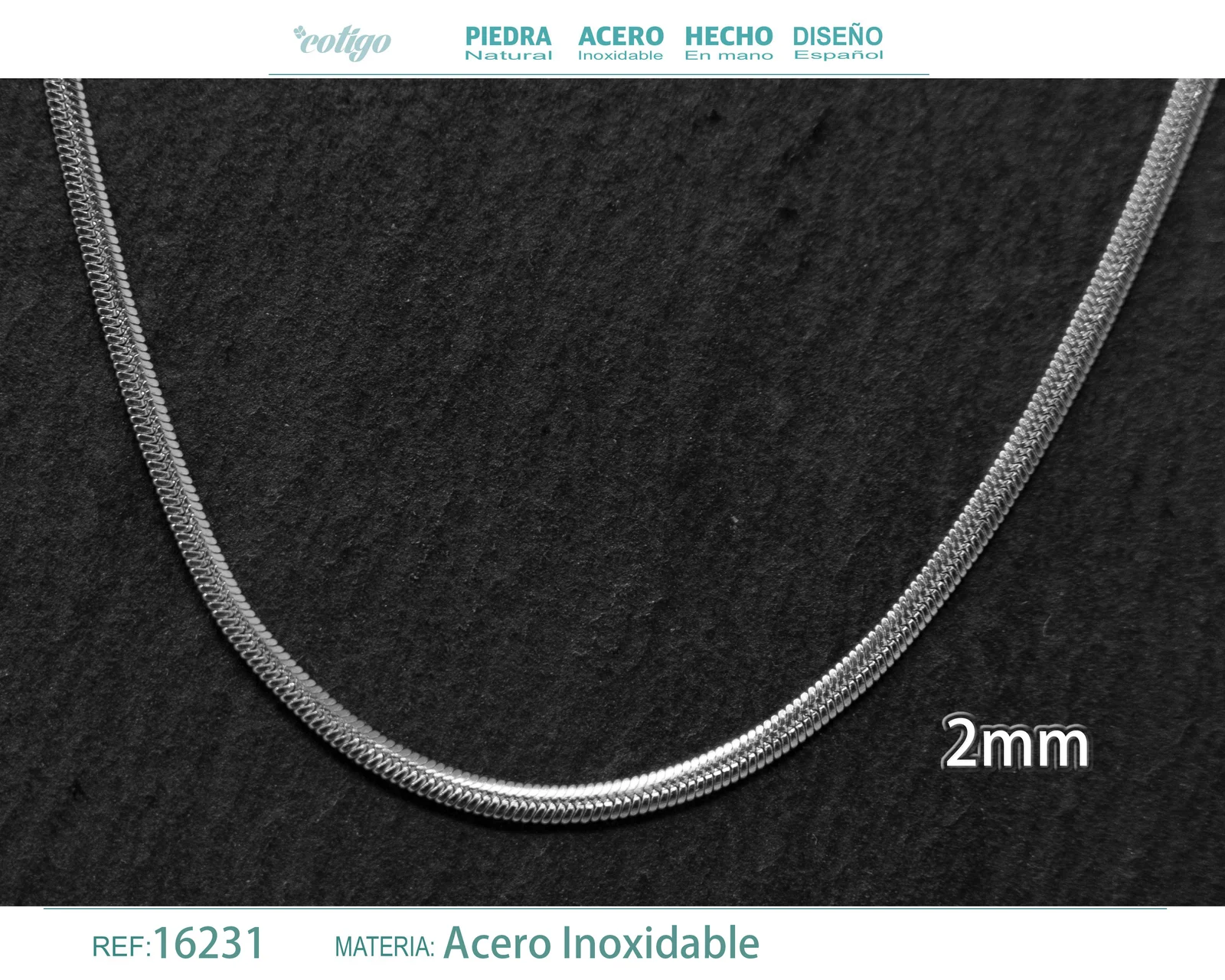 COLLAR DE CADENA ACERO PLATEADO