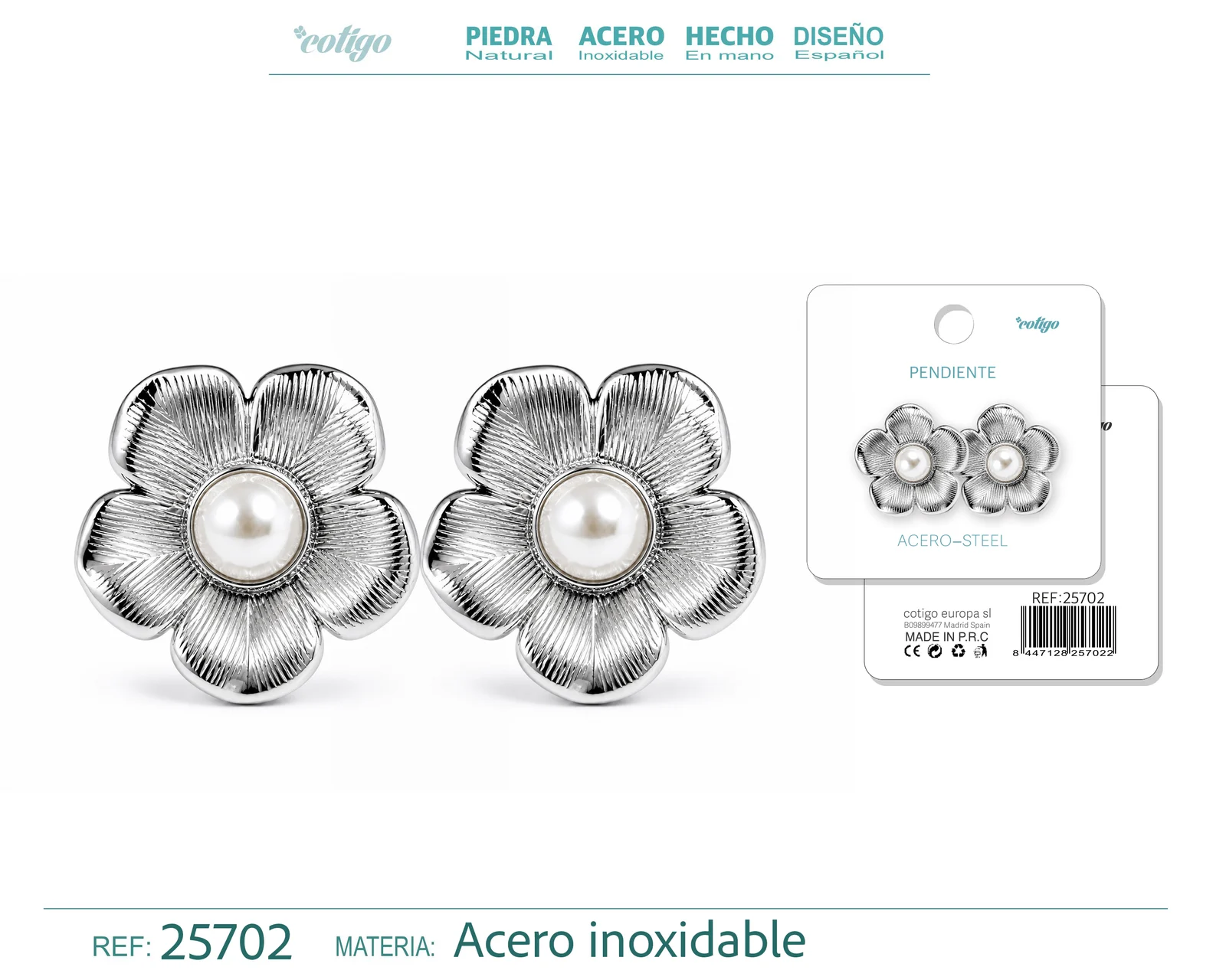 Pendiente Acero Inoxidable color Plateado