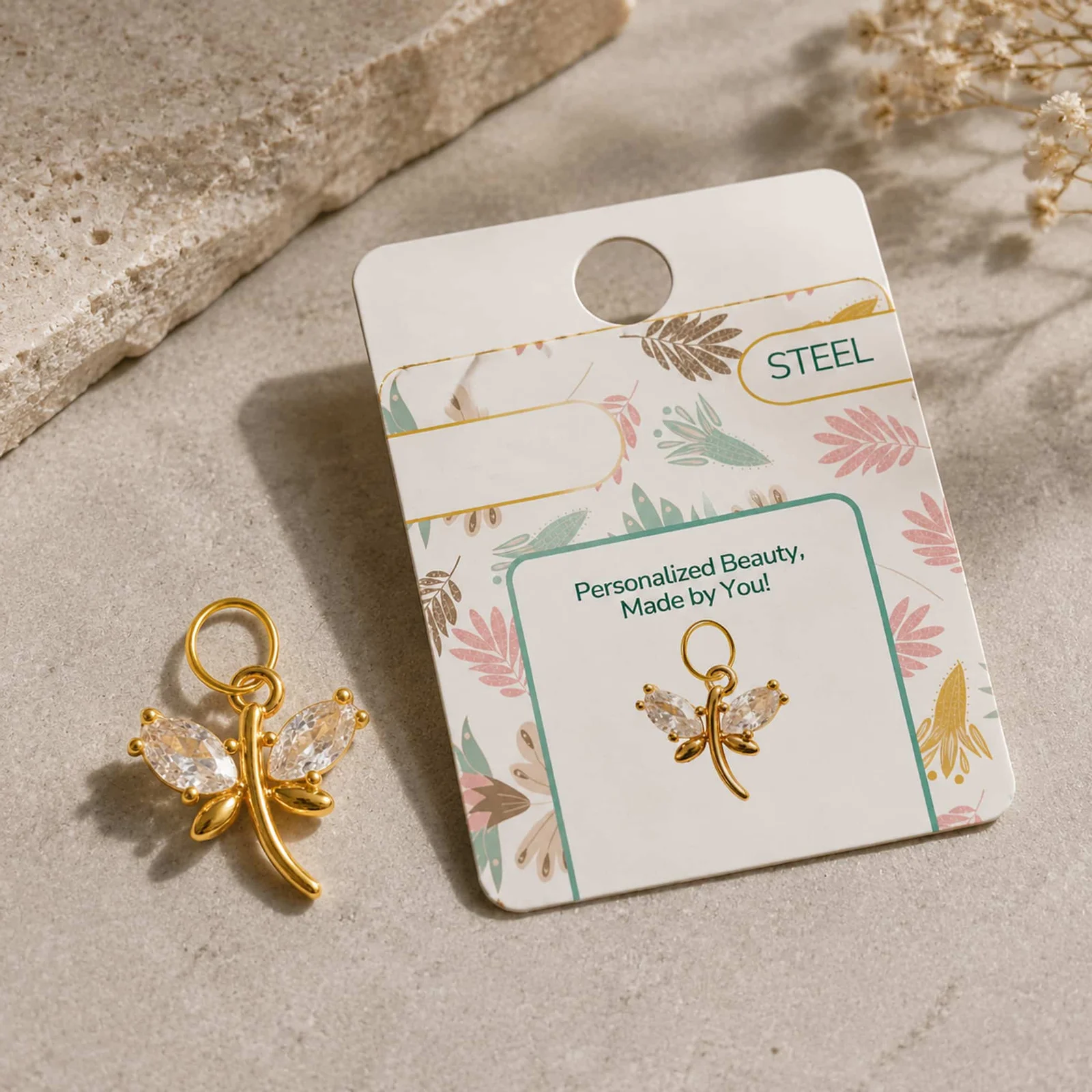 CHARM DE COBRE CHAPADO ORO 14K CON CIRCONITA