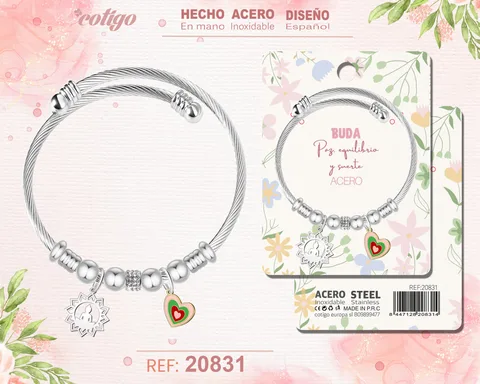 BRAZALETE ACERO CON: BUDA