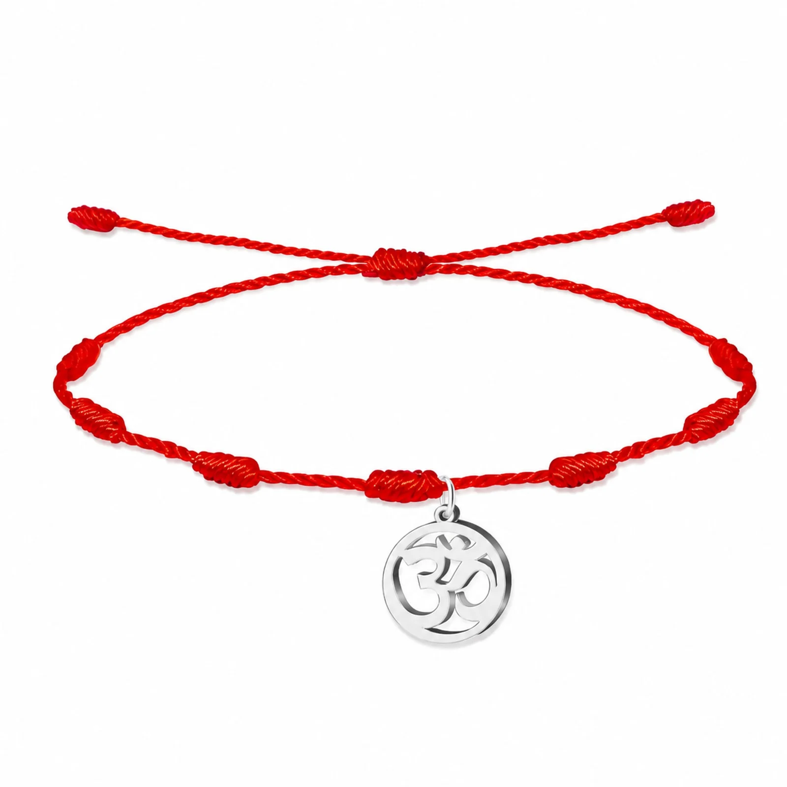 PULSERA 7 NUDOS CON SÍMBOLO OM COLOR PLATEADO