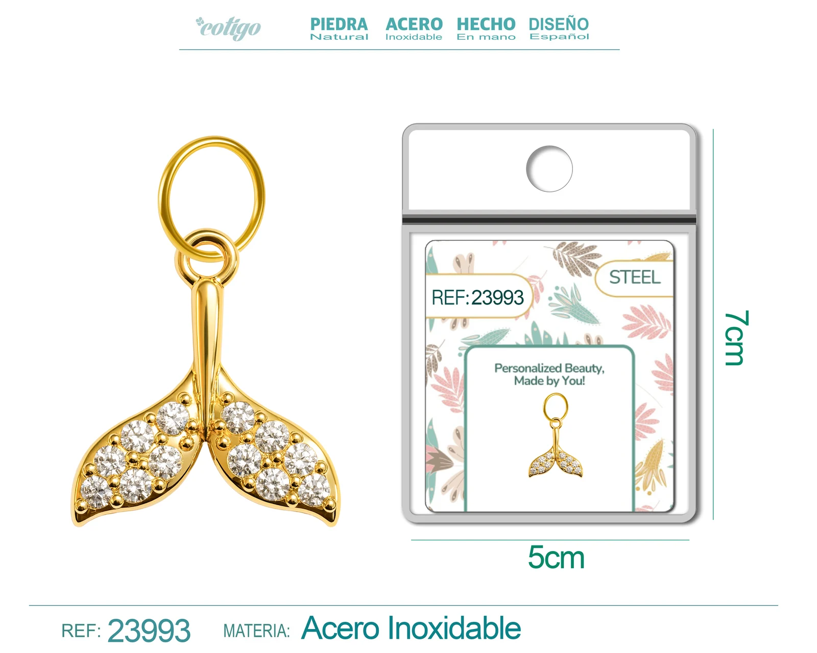 CHARM DE COBRE CHAPADO ORO 14K CON CIRCONITA