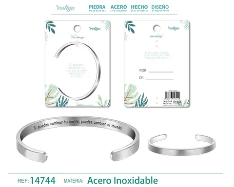 BRAZALETE ACERO CON MENSAJE ESPAÑOL
