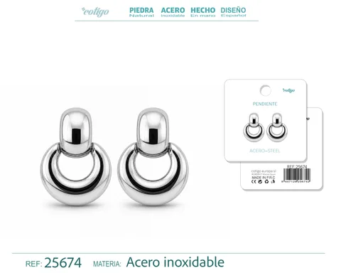 Pendiente Acero Inoxidable color Plateado