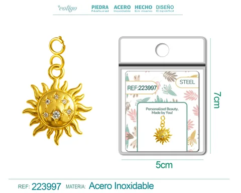 CHARM DE COBRE CHAPADO A ORO 14K CON CIRCONITA-CON CIERRE