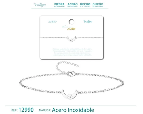 PULSERA LUNA  ACERO PLATEADO