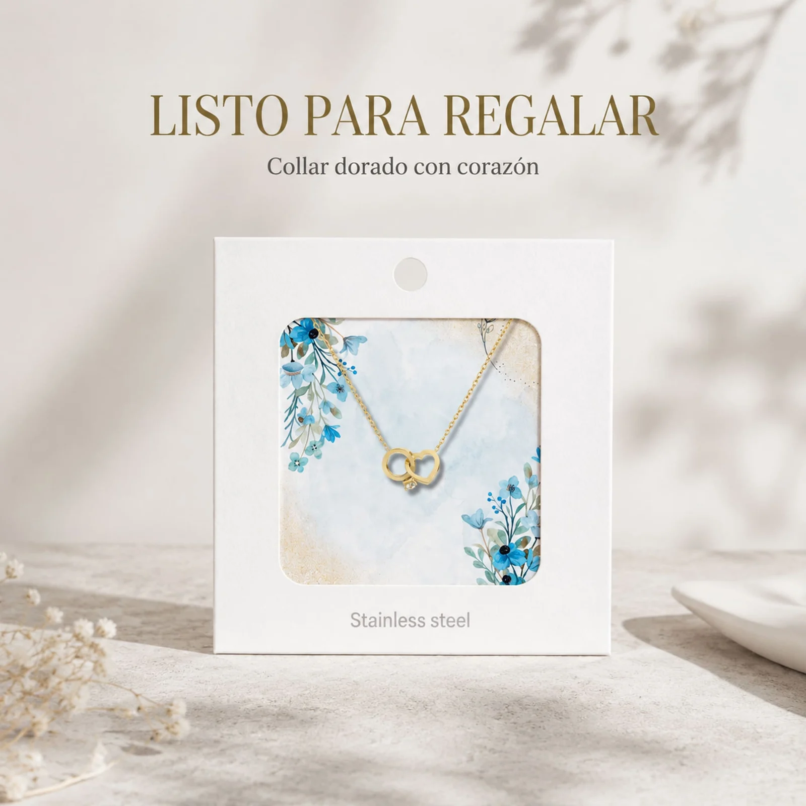 COLLAR ACERO INOXIDABLE CON SOBRE
