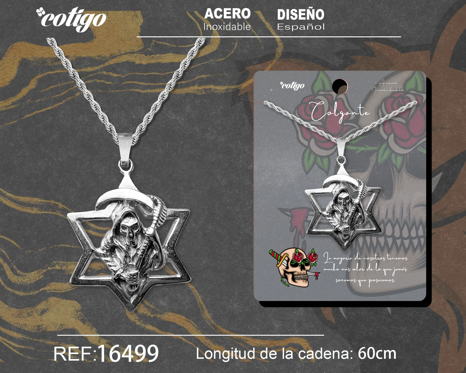 COLGANE HOMBRE ACERO COLOR PLATEADO