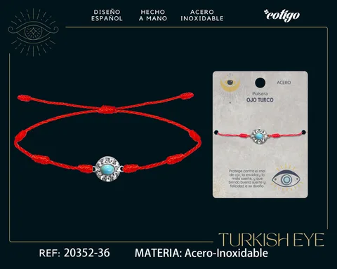 Pulsera 7 nudos con Ojo turco Acero Plateado
