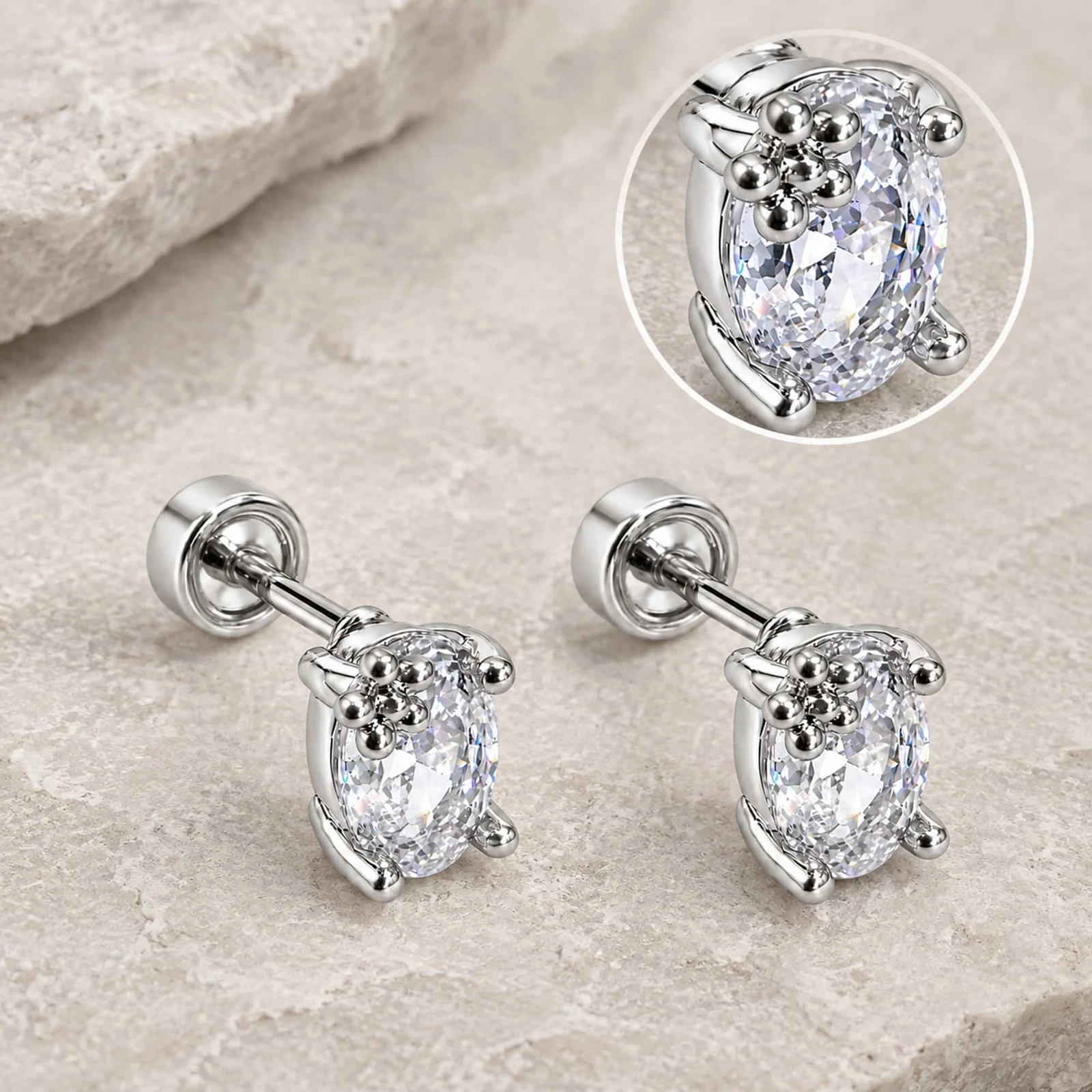 Pendiente-Piercing Bañado Oro 18K y con Circonita