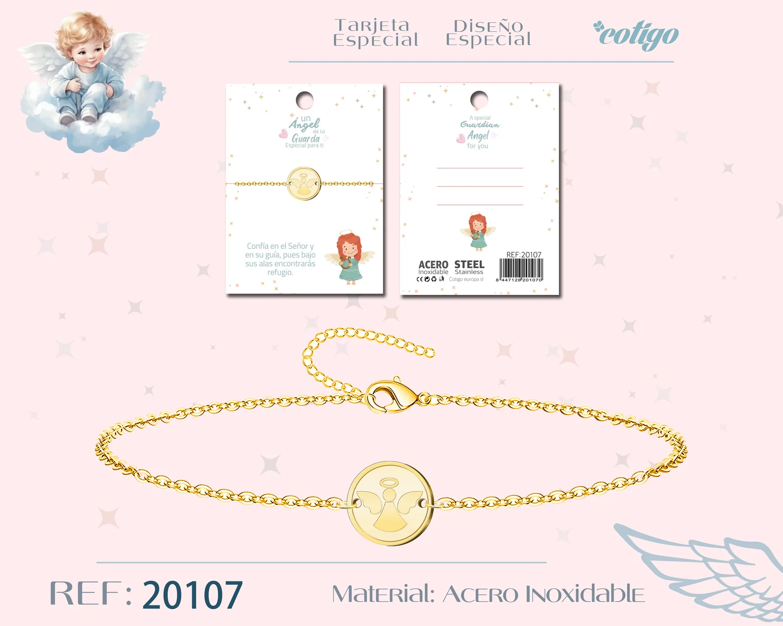 PULSERA ANGEL DE GUARDA ACERO