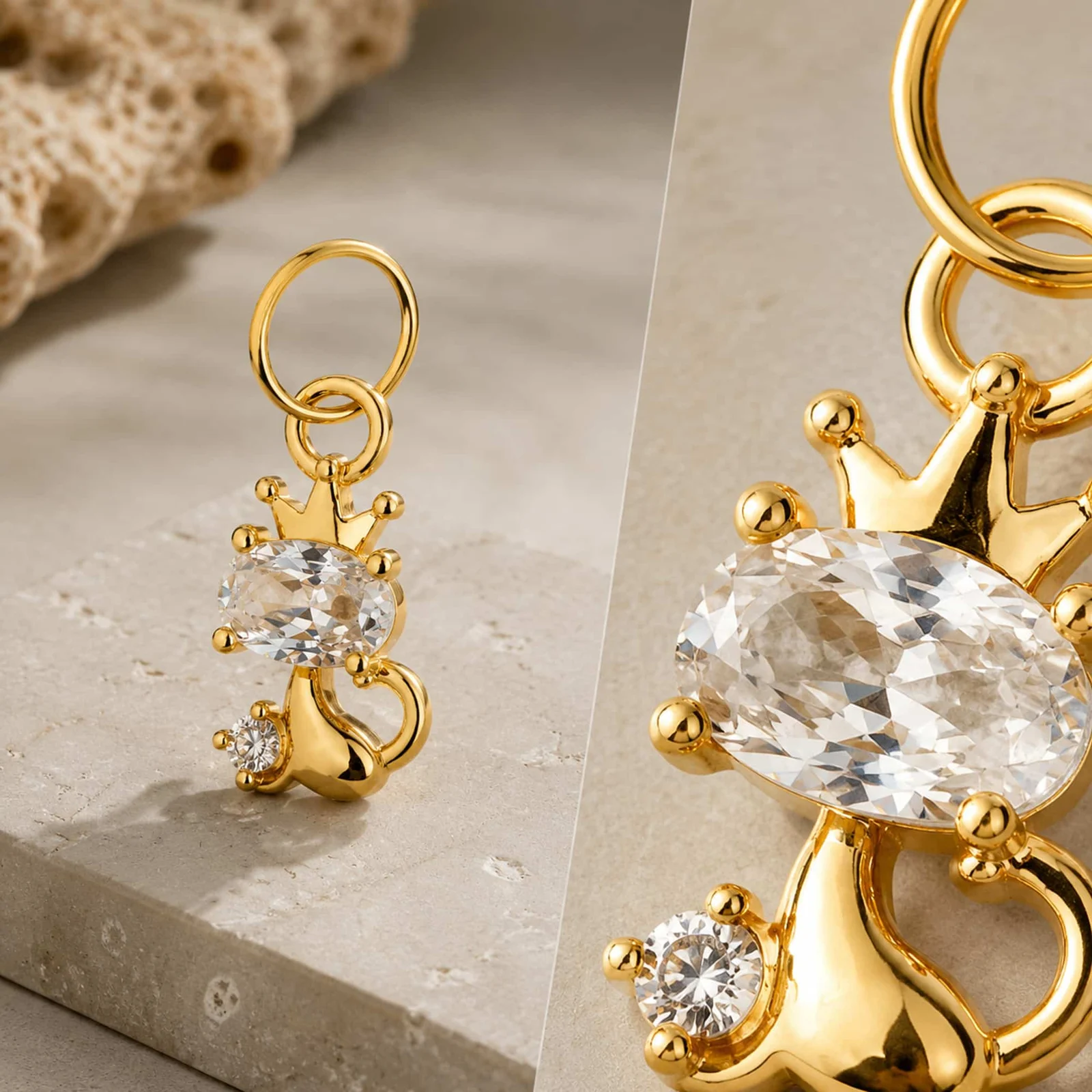 CHARM DE COBRE CHAPADO ORO 14K CON CIRCONITA
