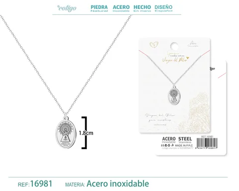 COLLAR VIRGEN DE PILAR ACERO PLATEADO