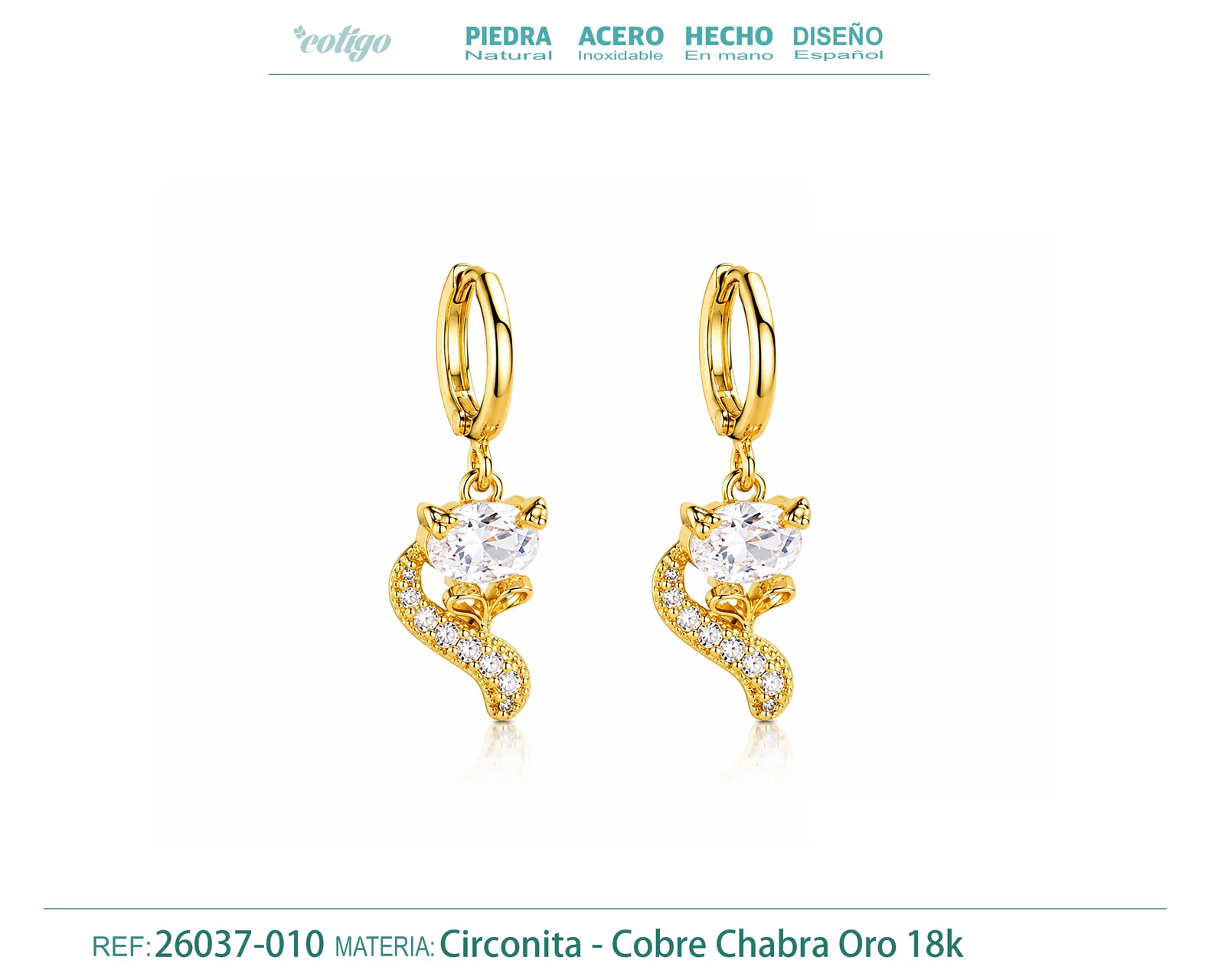Brinco de argola com pendente de zircónia cúbica prateada