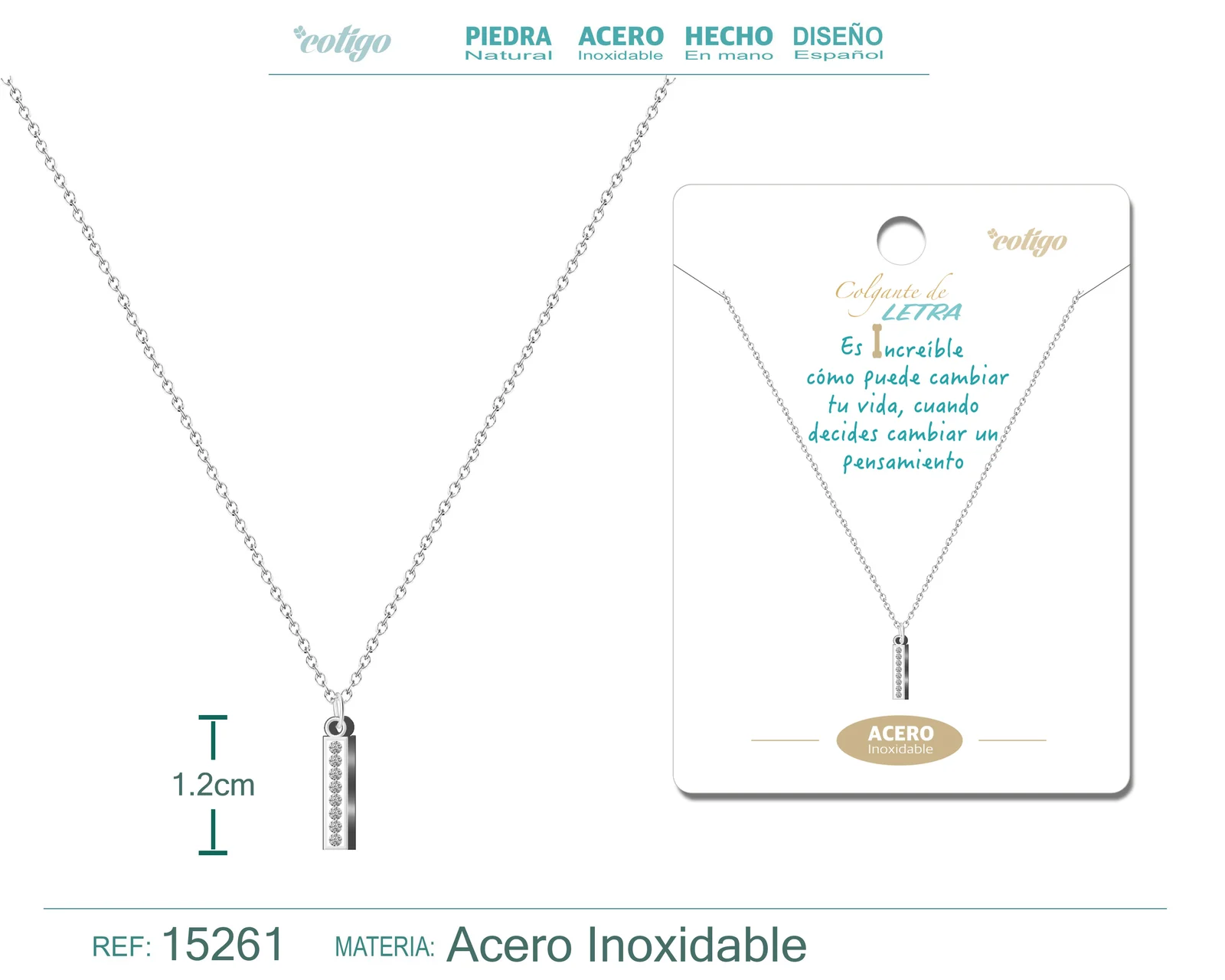 COLLAR LETRA I COLOR PLATEADO