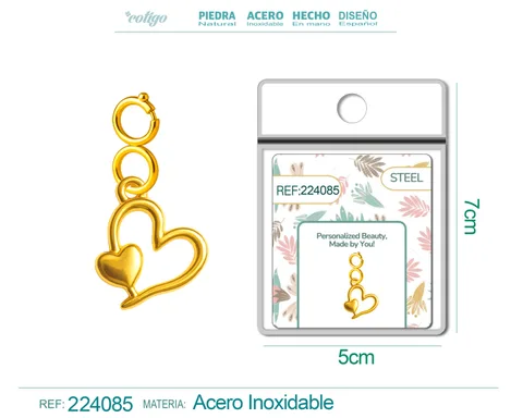 CHARM ACERO DORADO CHAPADO ORO 14 K-CON CIERRE