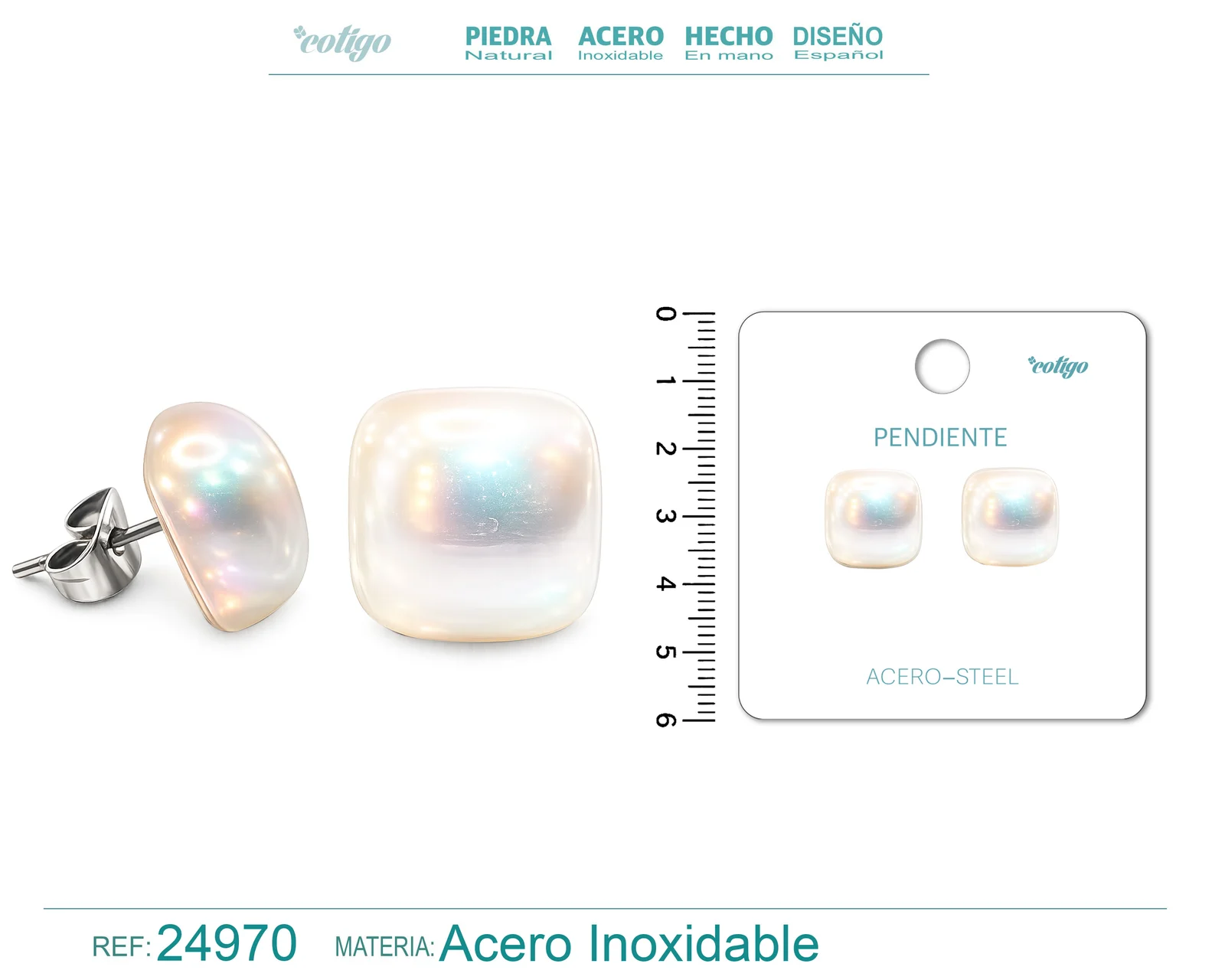 PENDIENTE DE PERLA CON ACCESORIO ACERO