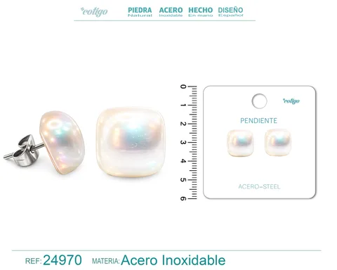 PENDIENTE DE PERLA CON ACCESORIO ACERO