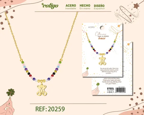 COLGANTE OSO ACERO PARA DESEO: AMOR