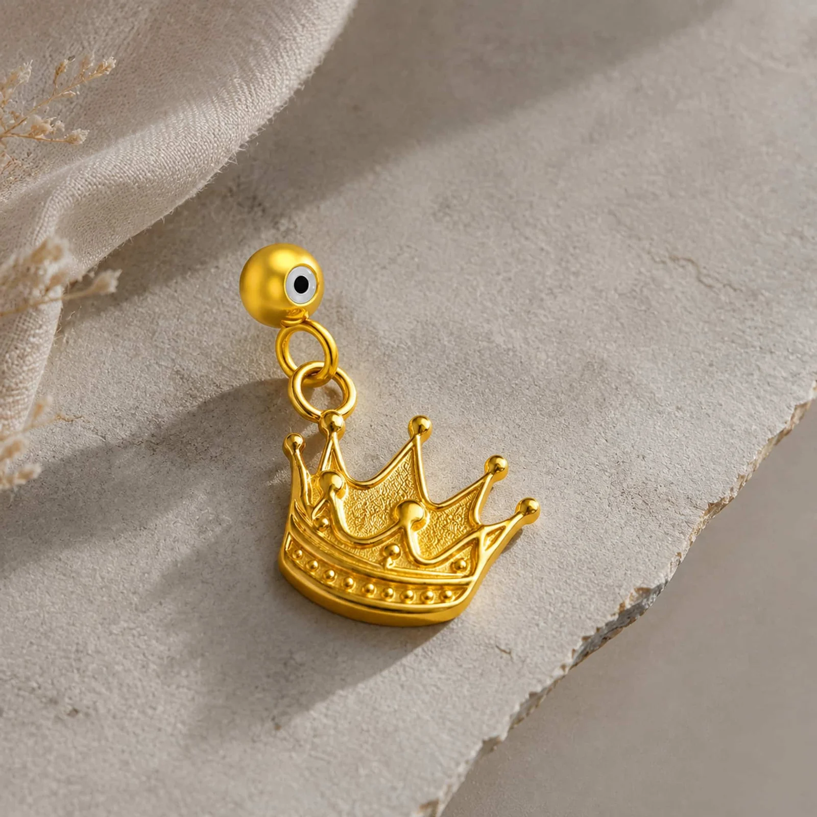 CHARM ACERO DORADO CHAPADO ORO 14 K-CON BOLA DE GOMA