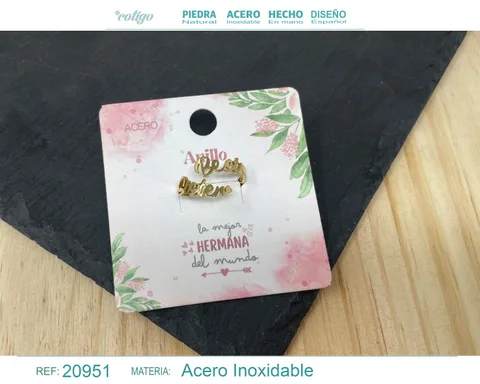 ANILLO PARA AMIGA ACERO COLOR DORADO