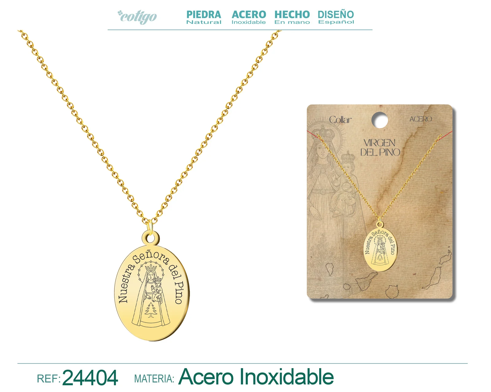 COLLAR VIRGEN DEL PINO ACERO COLOR DORADO