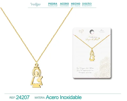COLLAR VIRGEN DEL PILAR ACERO DORADO