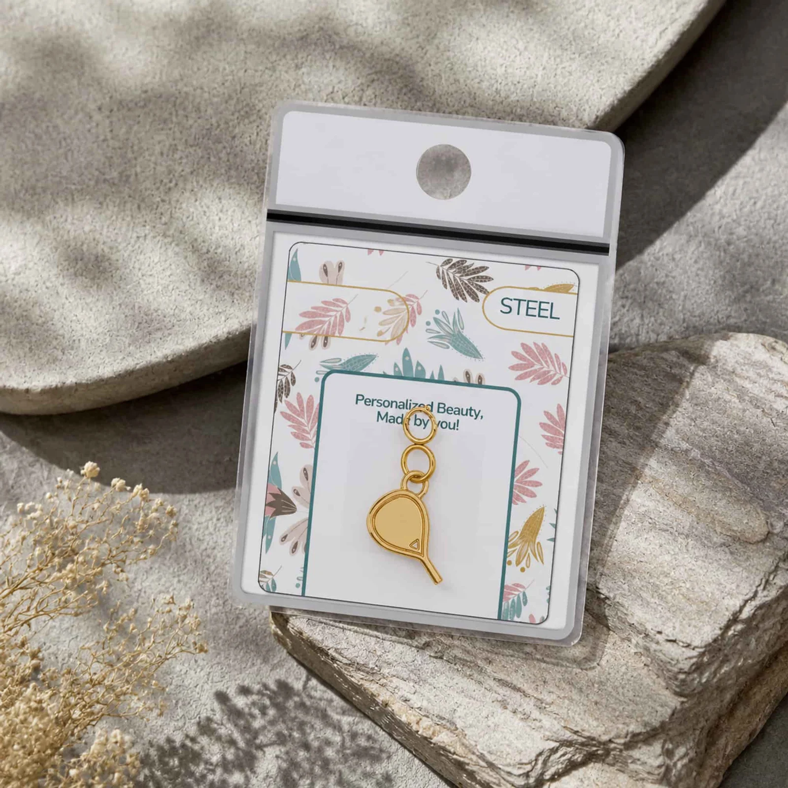 CHARM ACERO DORADO CHAPADO ORO 14 K-CON CIERRE