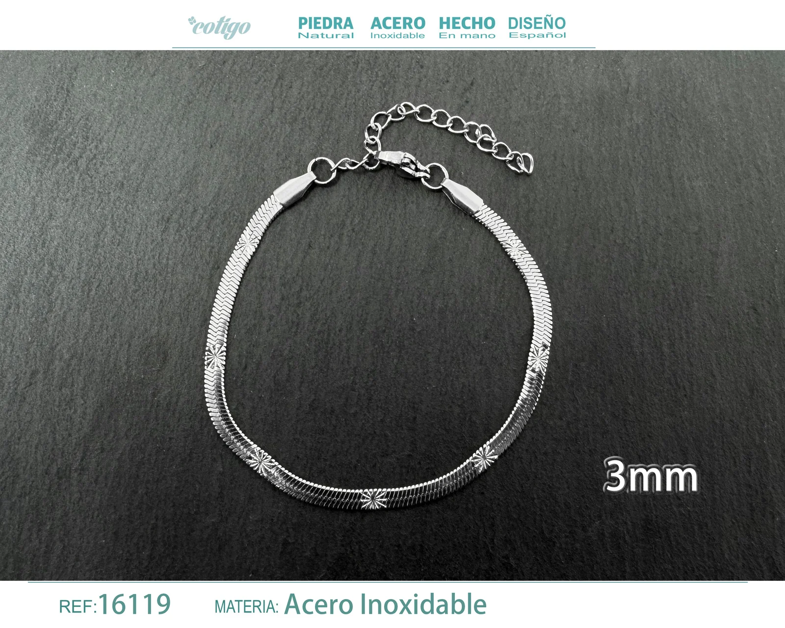 PULSERA DE CADENA ACERO PLATEADO