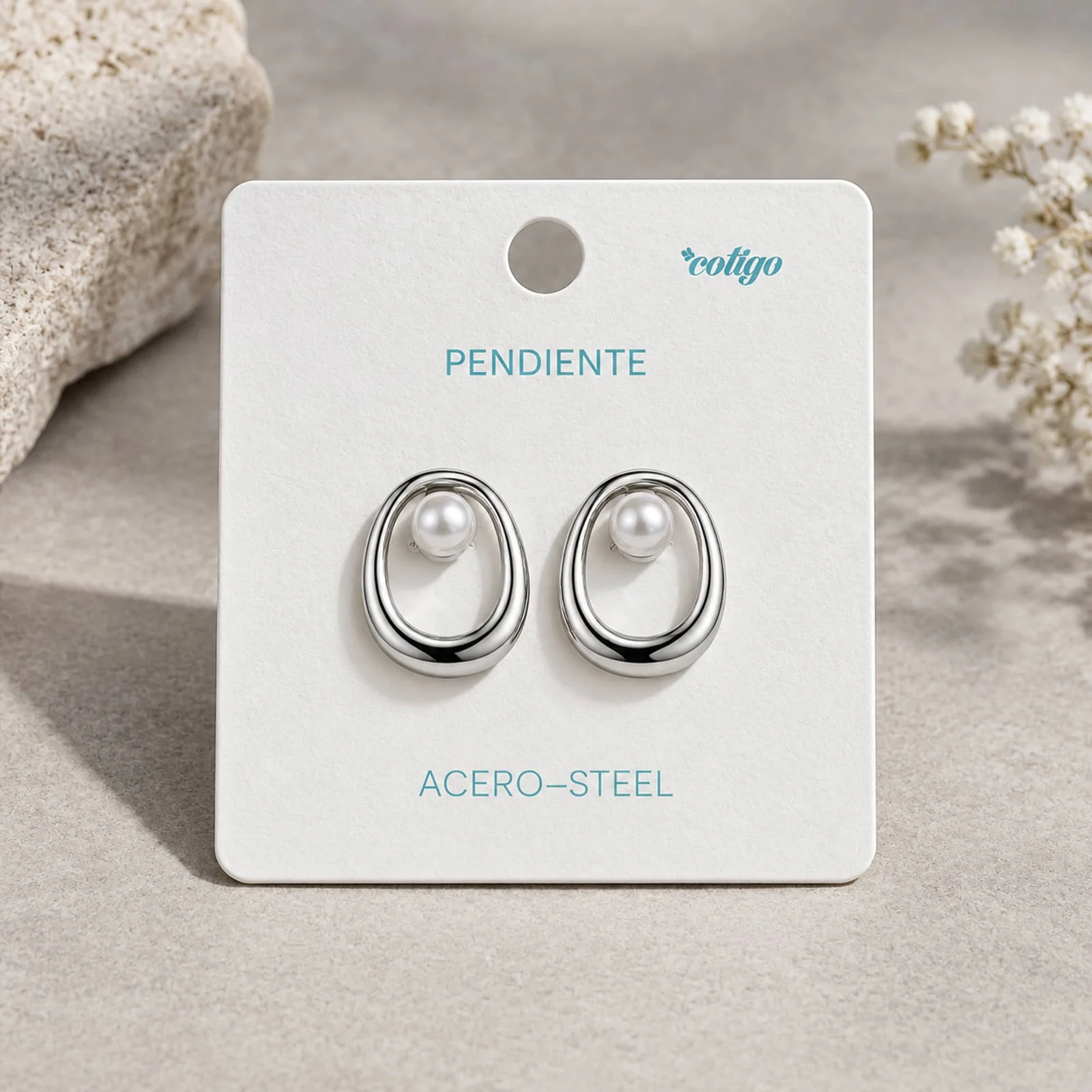 Pendiente Acero Inoxidable color Plateado
