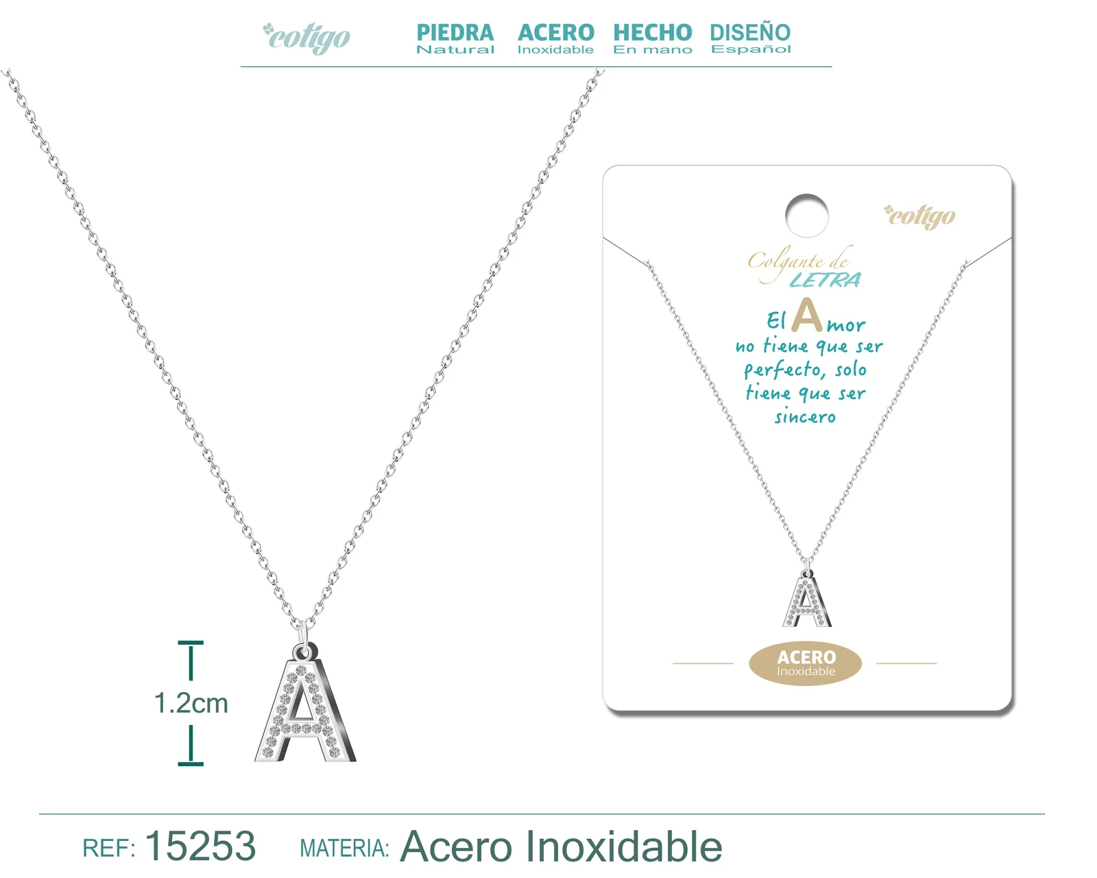 COLLAR LETRA A COLOR PLATEADO