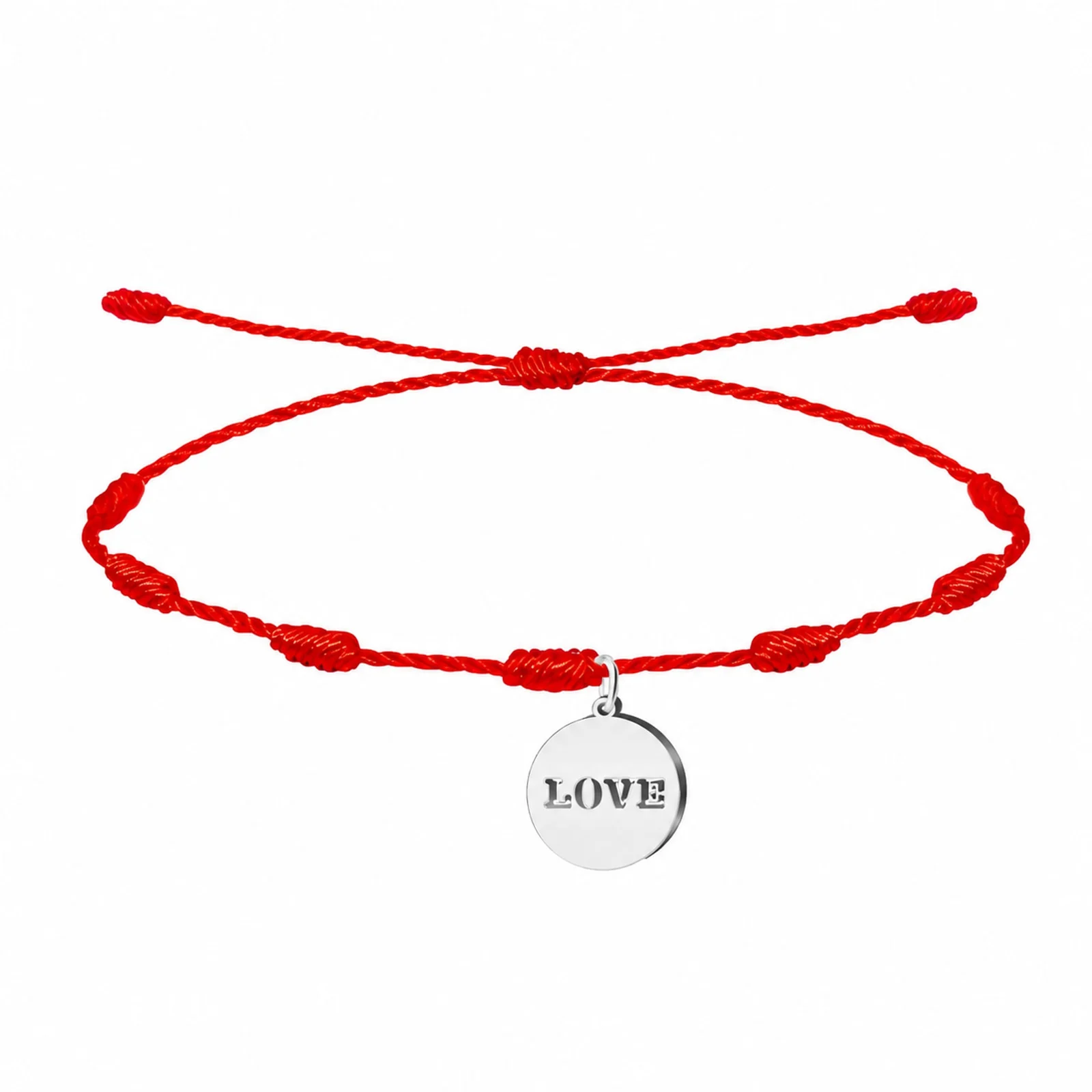 PULSERA 7 NUDOS CON LOVE COLOR PLATEADO