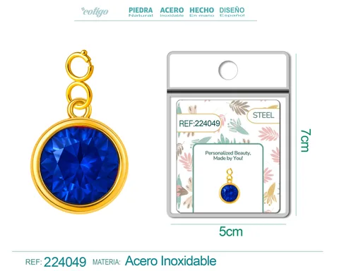 CHARM ACERO DORADO CON PIEDRA NACIMIENTO DE SEPTIEMPRE-CON CIERRE