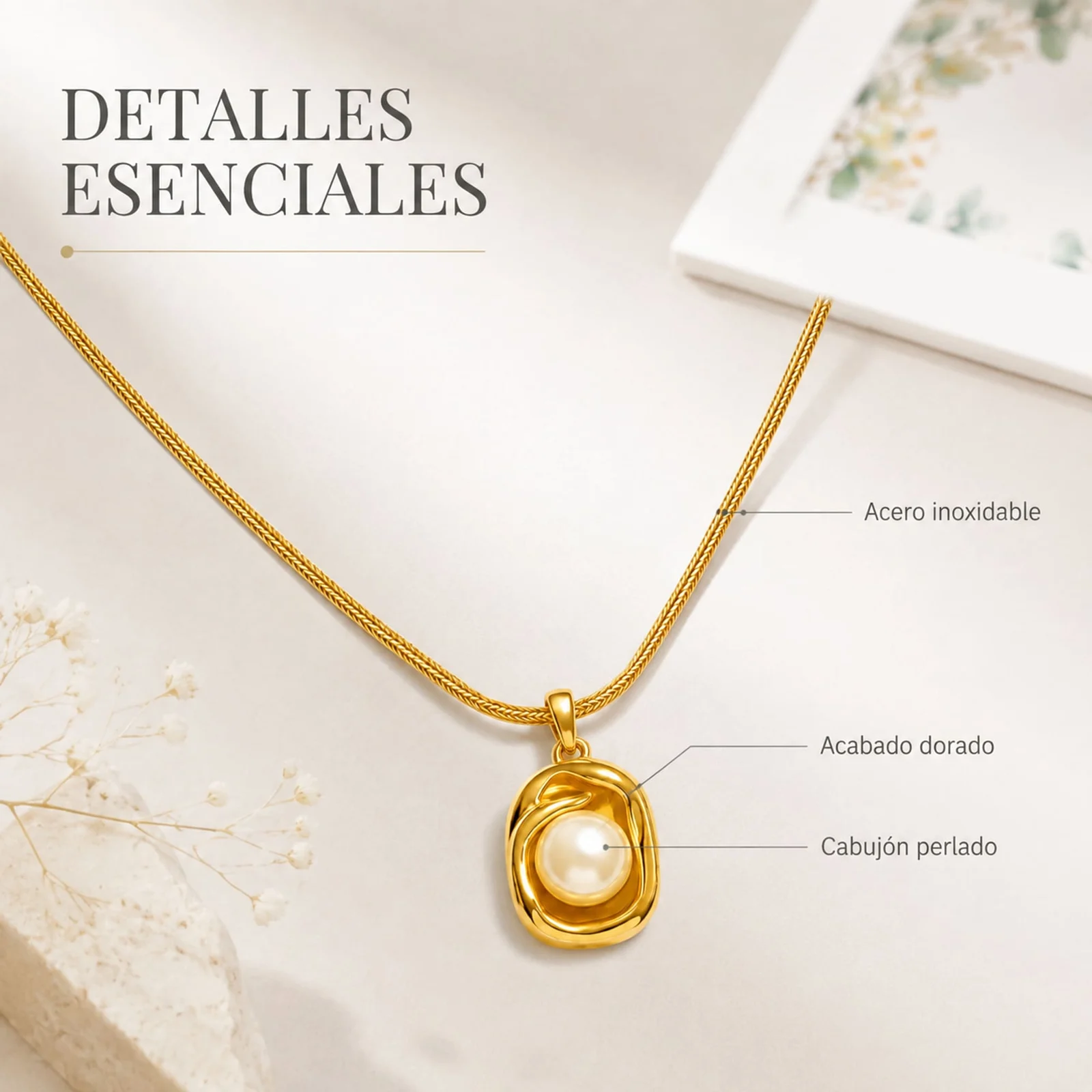COLLAR ACERO INOXIDABLE CON SOBRE