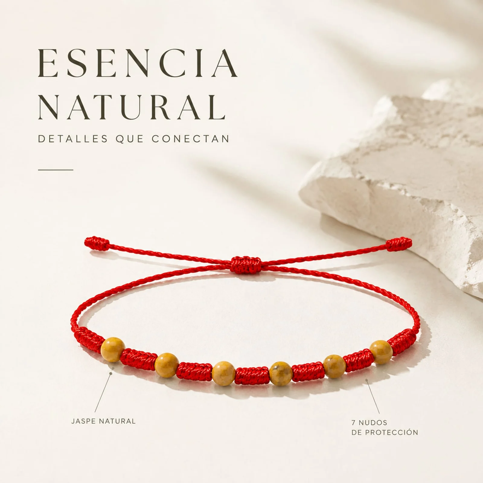 PULSERA 7 NUDOS CON  JASPE MOKAÍTA 4MM