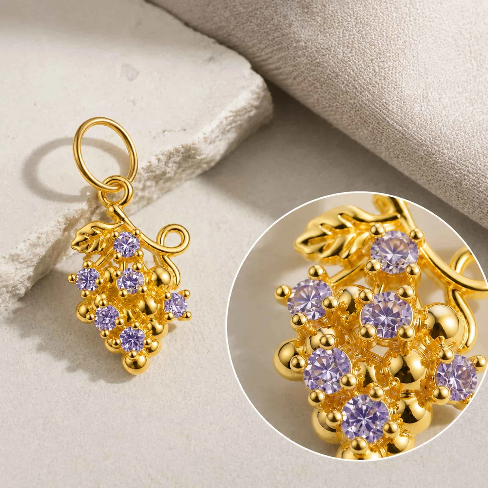 CHARM DE COBRE CHAPADO ORO 14K CON CIRCONITA