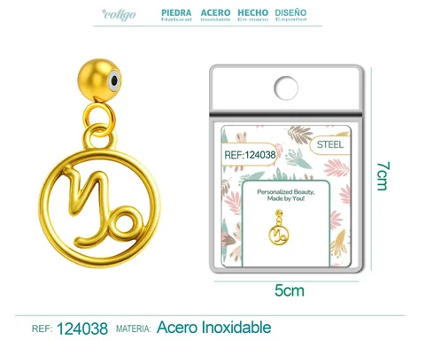 CHARM DE ZODÍACO CAPRICÓRNIO ACERO COLOR DORADO-CON BOLA DE GOMA