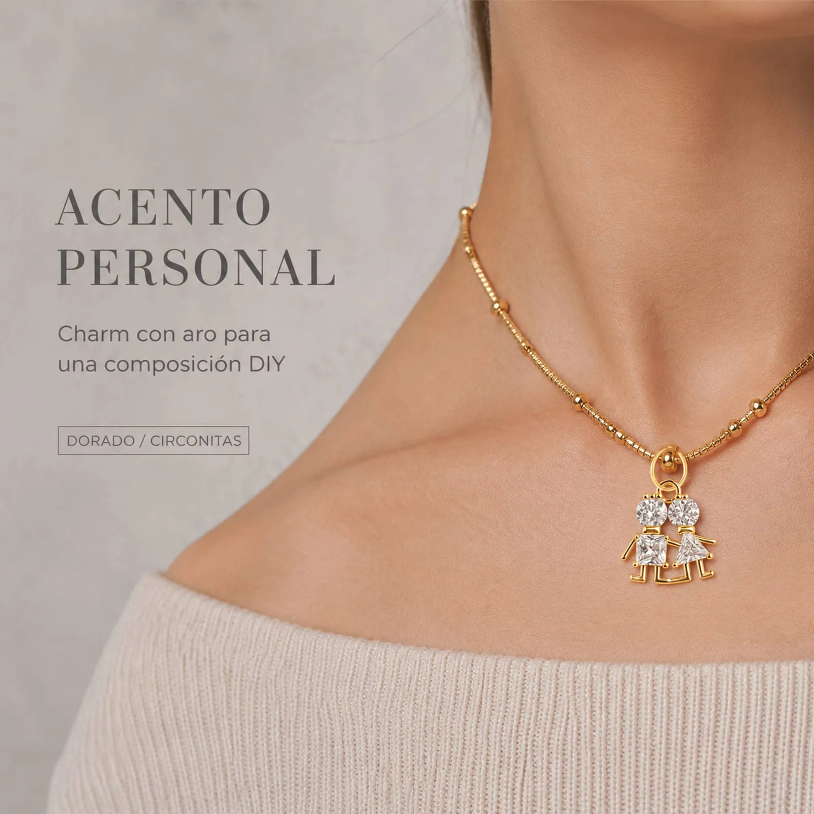 CHARM DE COBRE CHAPADO ORO 14K CON CIRCONITA