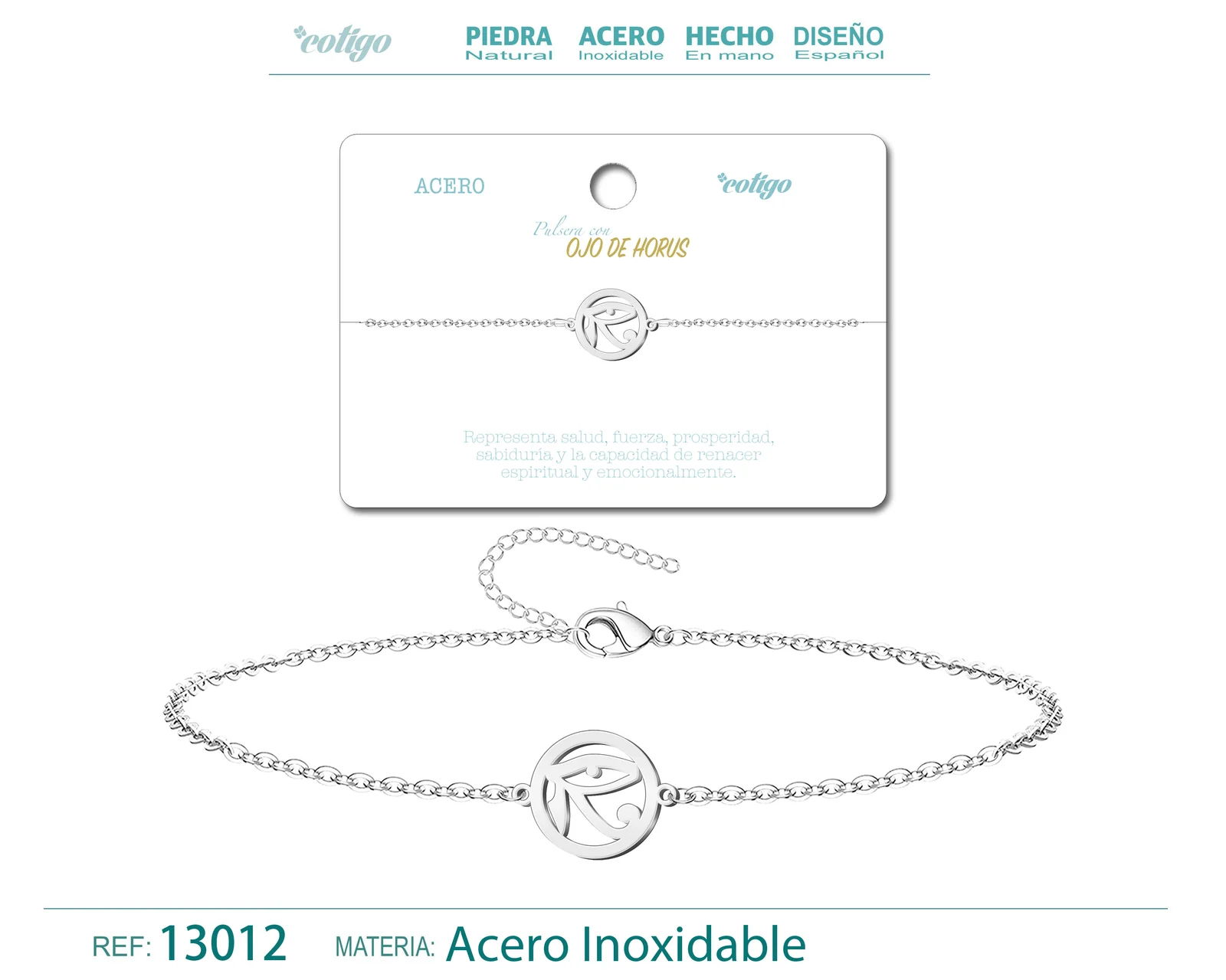 PULSERA OJO DE HORUS  ACERO PLATEADO