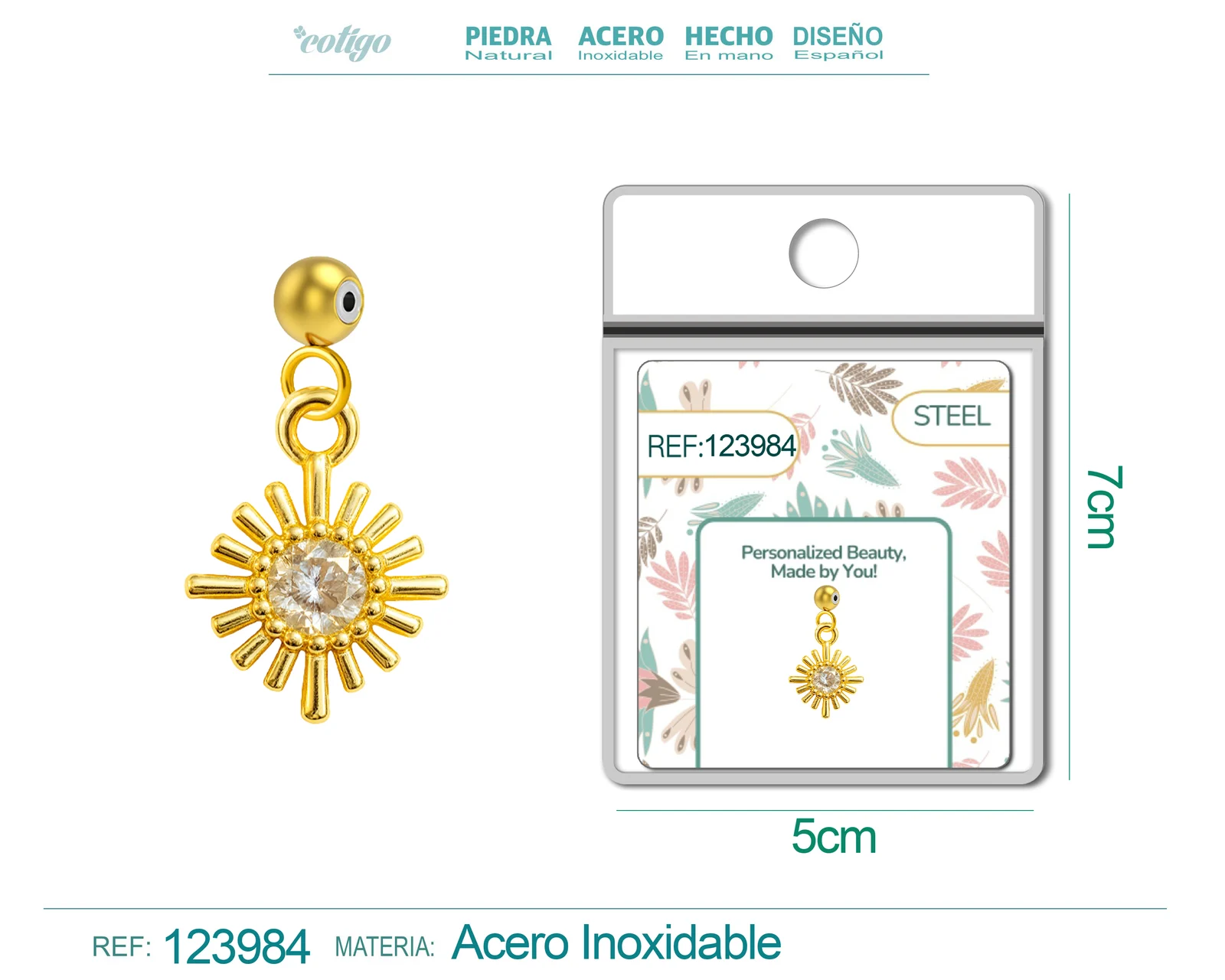 CHARM DE COBRE CHAPADO ORO 14K CON CIRCONITA-CON BOLA DE GOMA