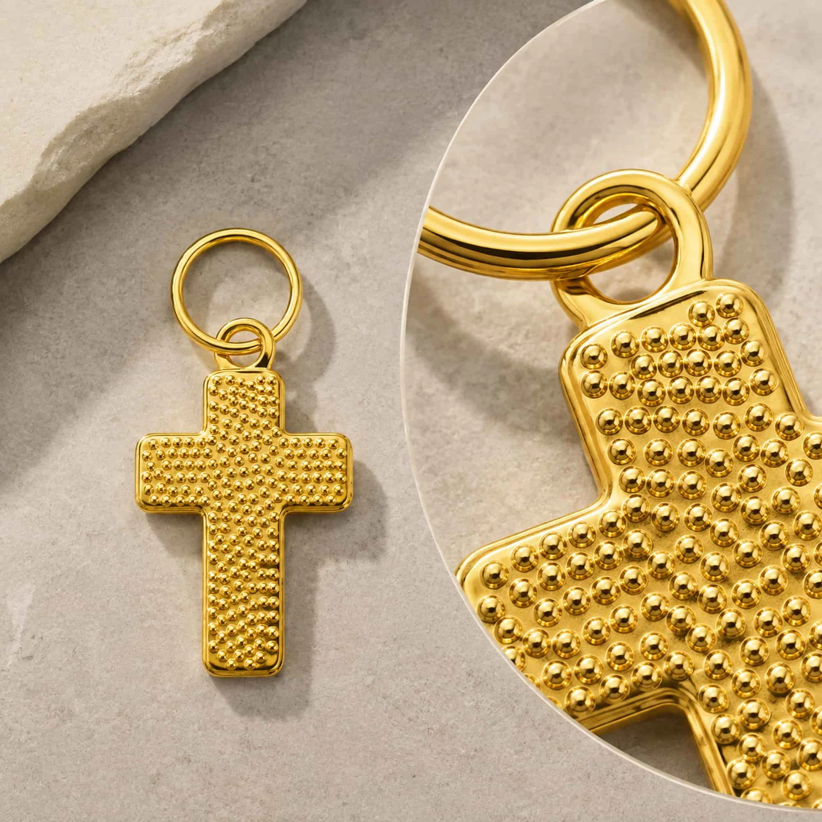 CHARM ACERO DORADO CHAPADO ORO 14 K