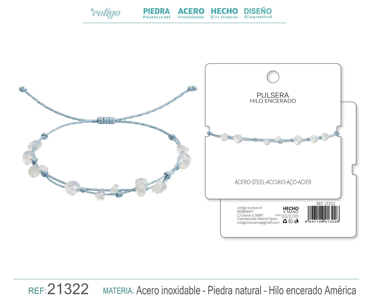 PULSERA HILO ENCERADO CON OPALINA