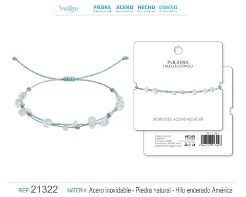PULSERA HILO ENCERADO CON OPALINA