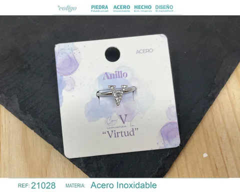 ANILLO V ACERO COLOR PLATEADO