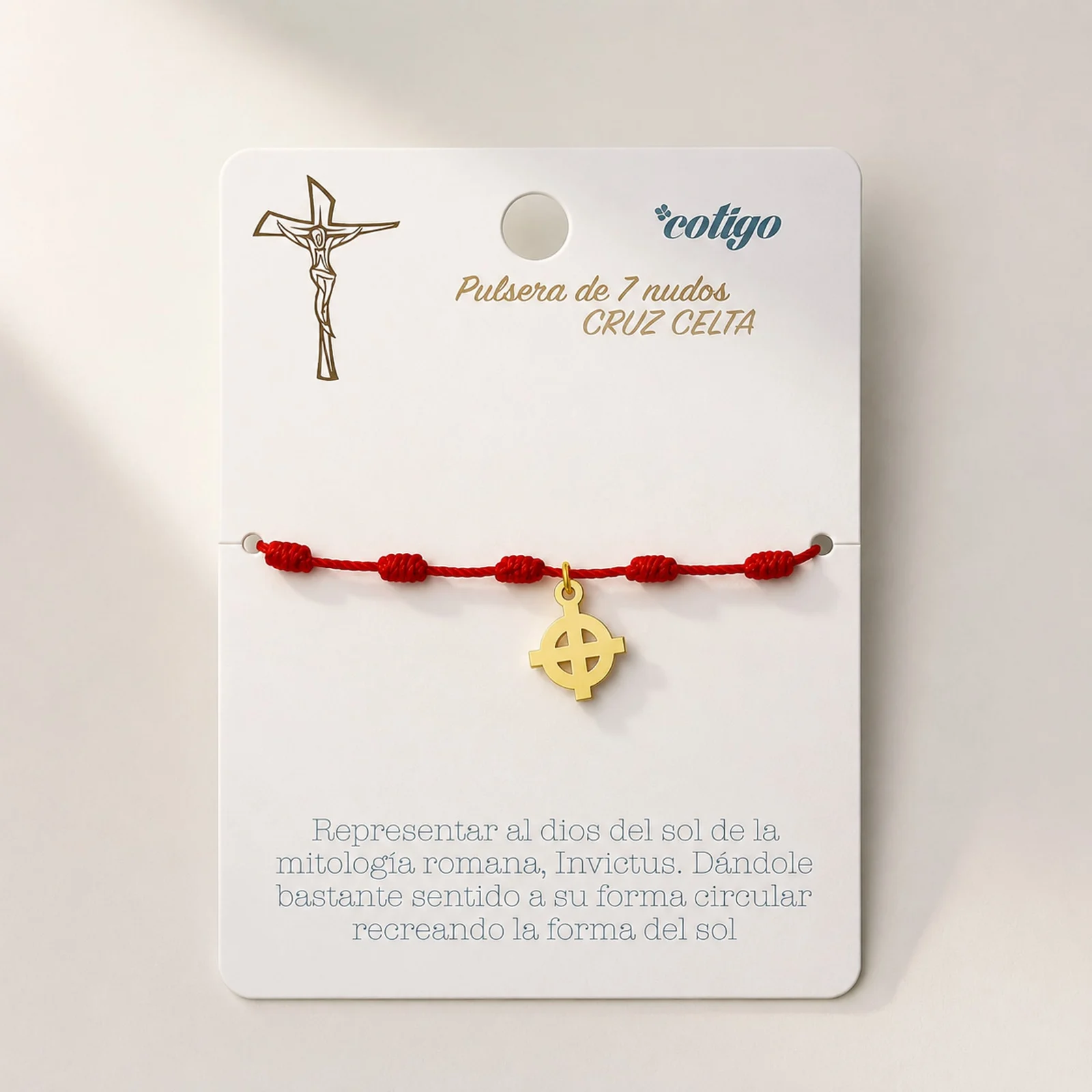 PULSERA 7 NUDOS CON CRUZ CELTA COLOR DORADO