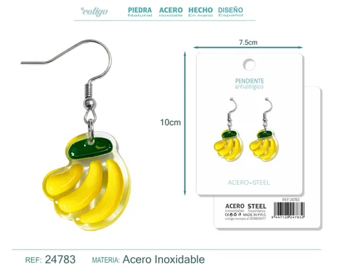 PENDIENTE DE PANANA CON ACCESORIO ACERO
