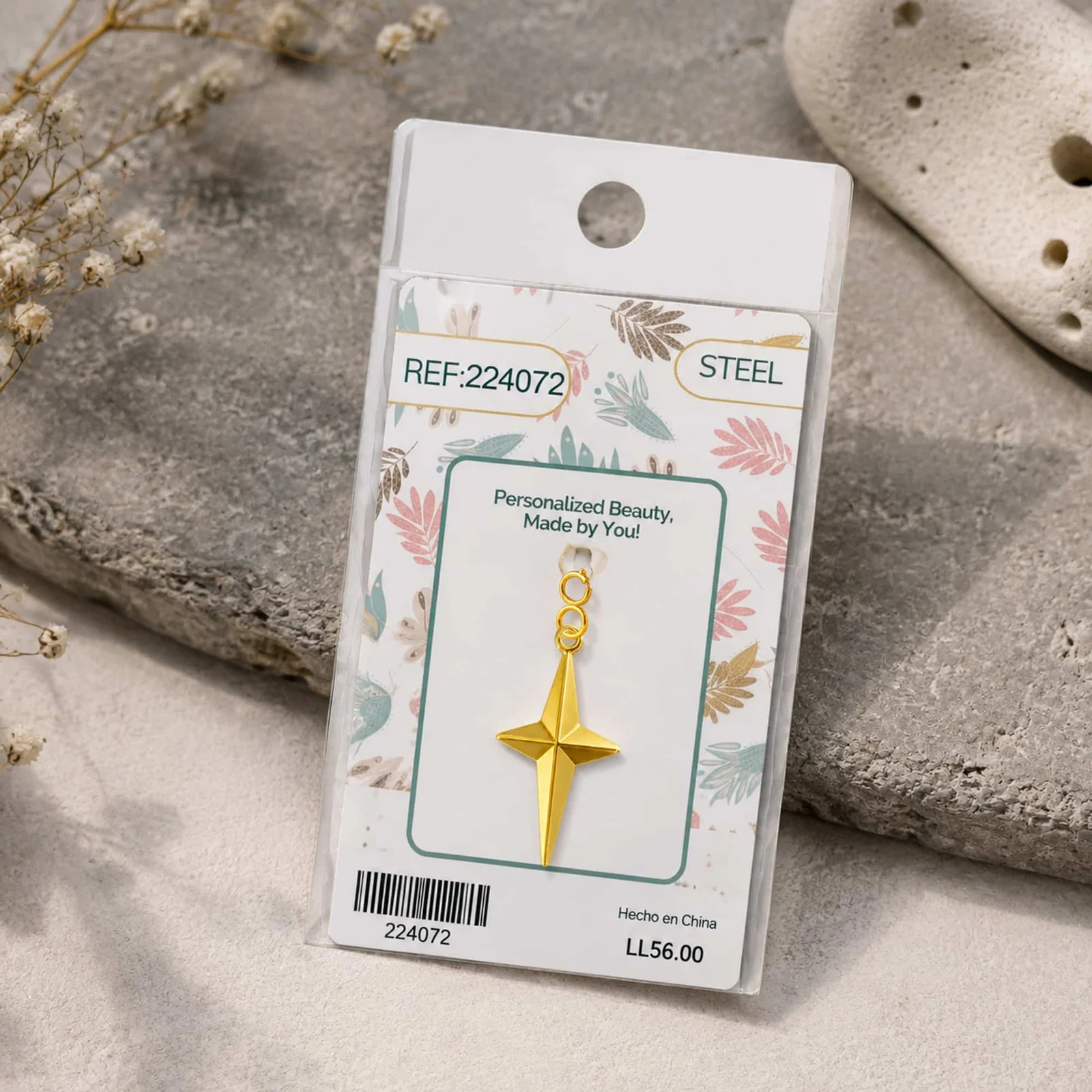CHARM ACERO DORADO CHAPADO ORO 14 K-CON CIERRE
